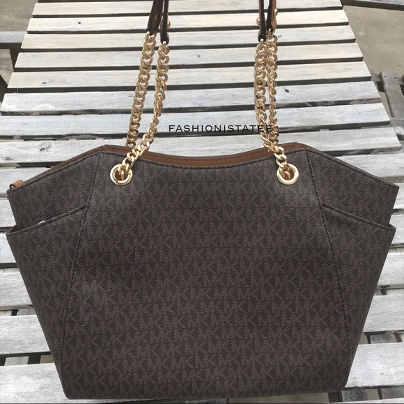 Michael Kors Large chain shoulder tote brown MK - Picture 4 of 7